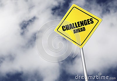 Challenges ahead sign Stock Photo