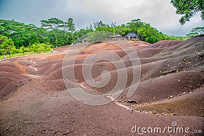 Chamarel Seven Colored Earth Geopark in Mauritius Stock Photo