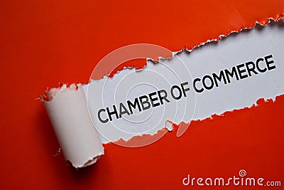 Chamber Of Commerce Text written in torn paper Stock Photo