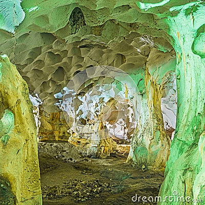 The chamber of Karain cave, Yagca, Turkey Stock Photo