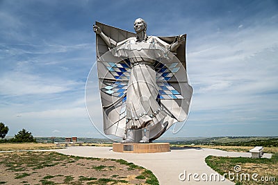 Dignity Statue in a Chamberlain rest area, a tribute to the Native American heritage Editorial Stock Photo