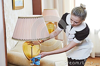 Chambermaid at hotel service Stock Photo