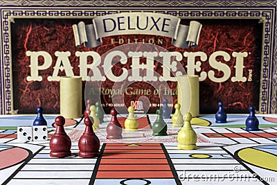 Deluxe Parcheesi Game and Board Editorial Stock Photo