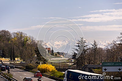 Scenic view from the Alp Mountains in the border of France and Italy Editorial Stock Photo