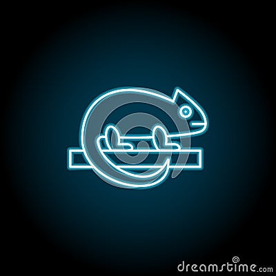 Chameleon blue neon icon. Simple thin line, outline vector of petshop icons for ui and ux, website or mobile application Stock Photo