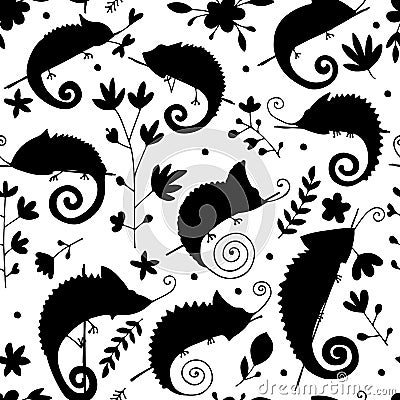 Chameleon collection, seamless pattern for your design Vector Illustration