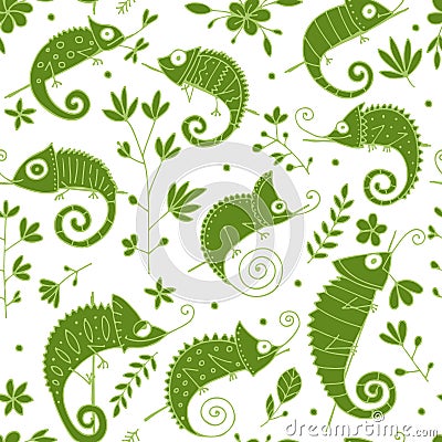 Chameleon collection, seamless pattern for your design Vector Illustration