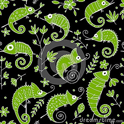 Chameleon collection, seamless pattern for your design Vector Illustration