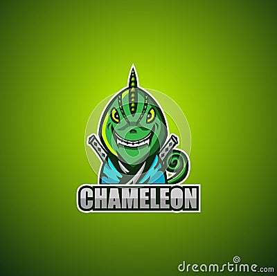 Chameleon esport mascot logo design Vector Illustration