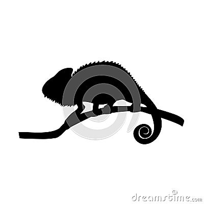 Chameleon lizard reptile black silhouette animal Vector Illustration