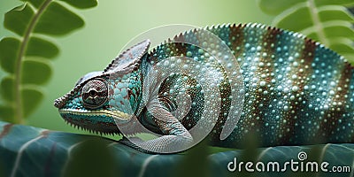 A chameleon seamlessly blending into a geometric-patterned background, showcasing its impressive camouflage abilities Stock Photo