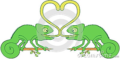 Chameleons sticky love Vector Illustration