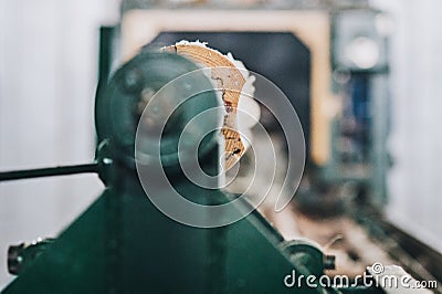 Chamfering the board using the rasp Stock Photo