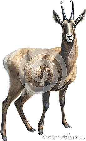 Chamois, Close-up colored-pencil sketch of Chamois, Rupicapra rupicapra. AI-Generated. Stock Photo