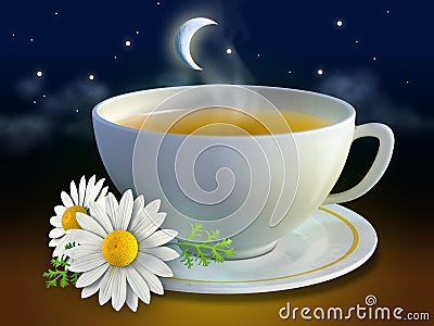 Chamomile cup Cartoon Illustration