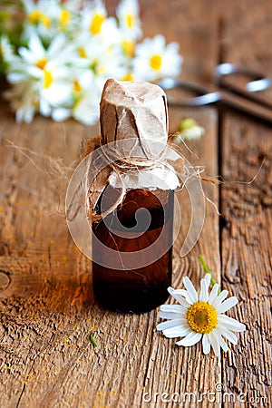 Chamomile essential oil Stock Photo