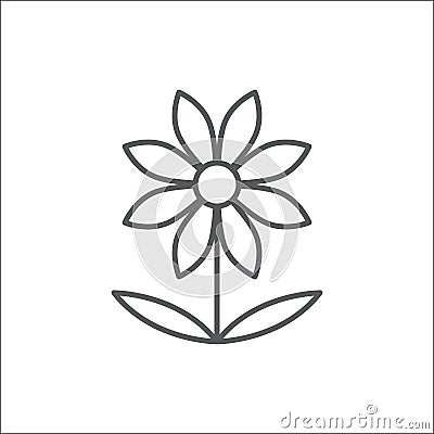 Chamomile flower editable outline icon - pixel perfect symbol of daisy-like plant in thin line art style. Vector Illustration