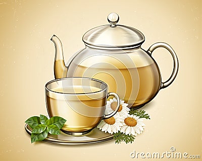 Chamomile flower tea Vector Illustration