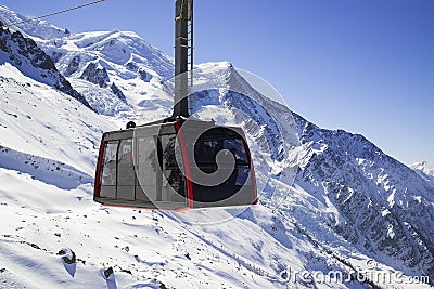 Chamonix, France: Cable Car from Chamonix to the summit of the A Stock Photo