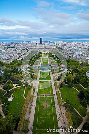 The Champ de Mars from Effeil tower Stock Photo