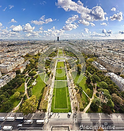 Champ de Mars from the Eiffel Tower Stock Photo