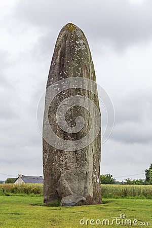 Champ Dolent Menhir. Prehistoric monument at Dol de Bretagne in Brittany. France. Stock Photo
