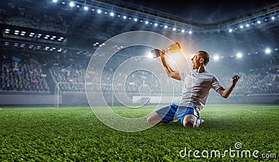 He is the champ . Mixed media Stock Photo