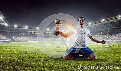 He is the champ . Mixed media Stock Photo