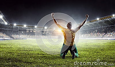 He is the champ . Mixed media Stock Photo