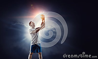 He is the champ . Mixed media Stock Photo