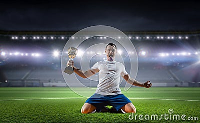 He is the champ . Mixed media Stock Photo