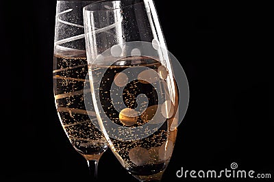 Champage glasses on black background Stock Photo