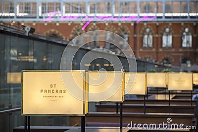 Champagne Bar at St Pancras Station Editorial Stock Photo