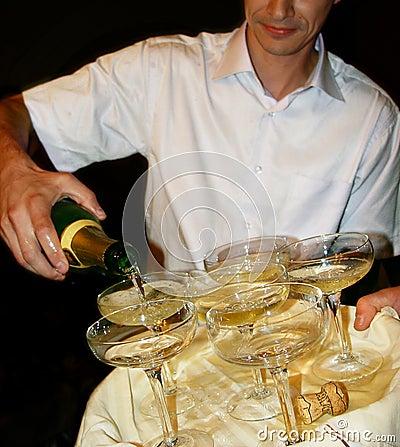 Champagne and barman Stock Photo