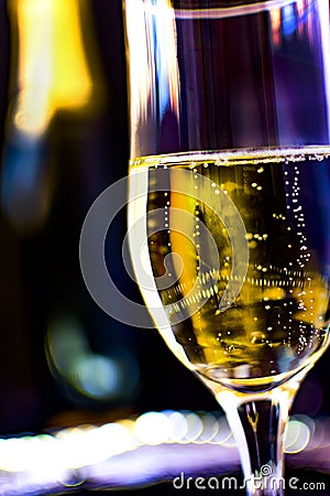 Champagne bottle with champagne glasses. Stock Photo