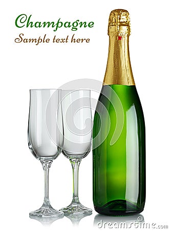 Champagne bottle and glasses Editorial Stock Photo