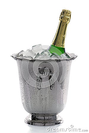 Champagne Bottle On Ice Royalty Free Stock Photography 