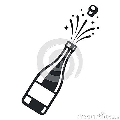 Champagne bottle pop Vector Illustration