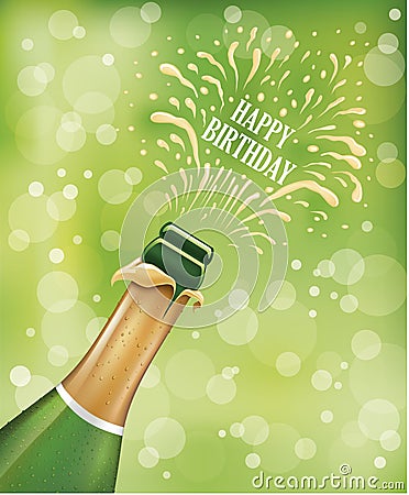 Champagne bottle popping explosion on birthday celebration Stock Photo