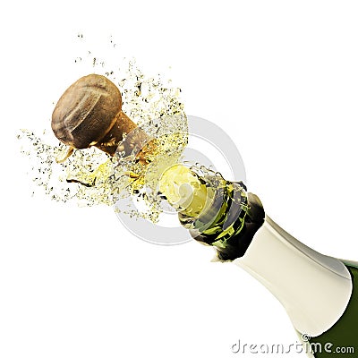 Champagne bottle popping Stock Photo