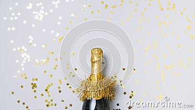 champagne bottle with star spangles. High quality photo Stock Photo