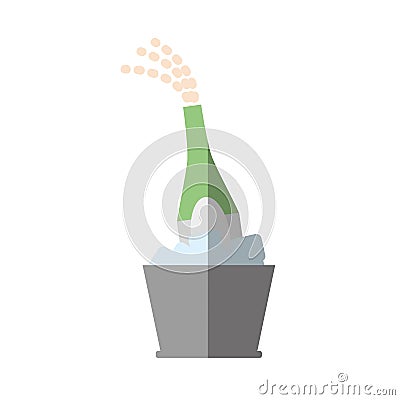 Champagne bucket bottle ice design shadow Vector Illustration