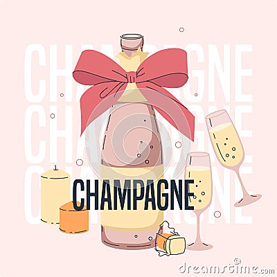 Champagne Celebration Card Vector Illustration