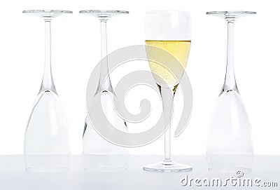 Champagne, concept image, one glass filled Stock Photo