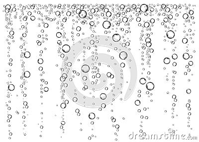 Champagne. Effervescent drink. Underwater fizzing air bubbles. Vector Illustration