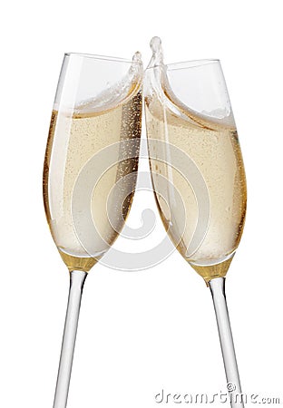 Champagne flutes toasting Stock Photo