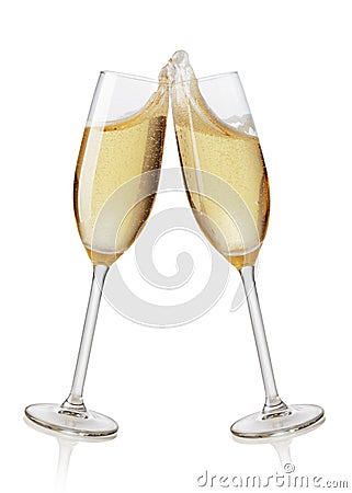 Champagne flutes toasting Stock Photo