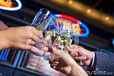 Champagne flutes touching Stock Photo