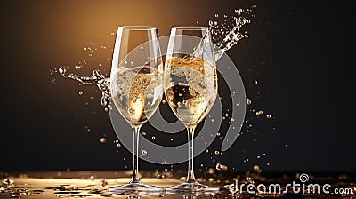 champagne French sparkling wine made from grapes banner copy space background poster greeting card, happy birthday new Stock Photo