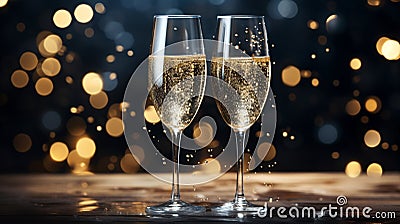 champagne French sparkling wine made from grapes banner copy space background poster greeting card, happy birthday new Stock Photo